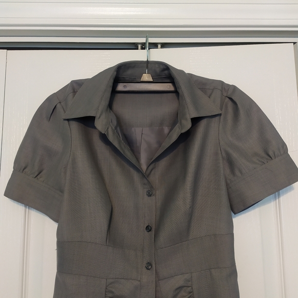 Calvin Klein gray grey midi dress collar buttons - Picture 3 of 9